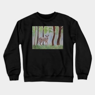 Deer in the Forest Watercolor Painting Crewneck Sweatshirt